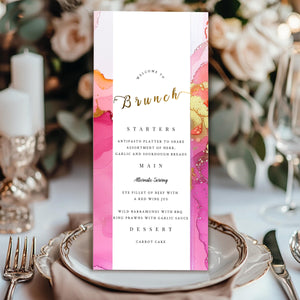 Hot Pink & Orange Brunch Menu Template – Editable Party Design | Fiesta Theme