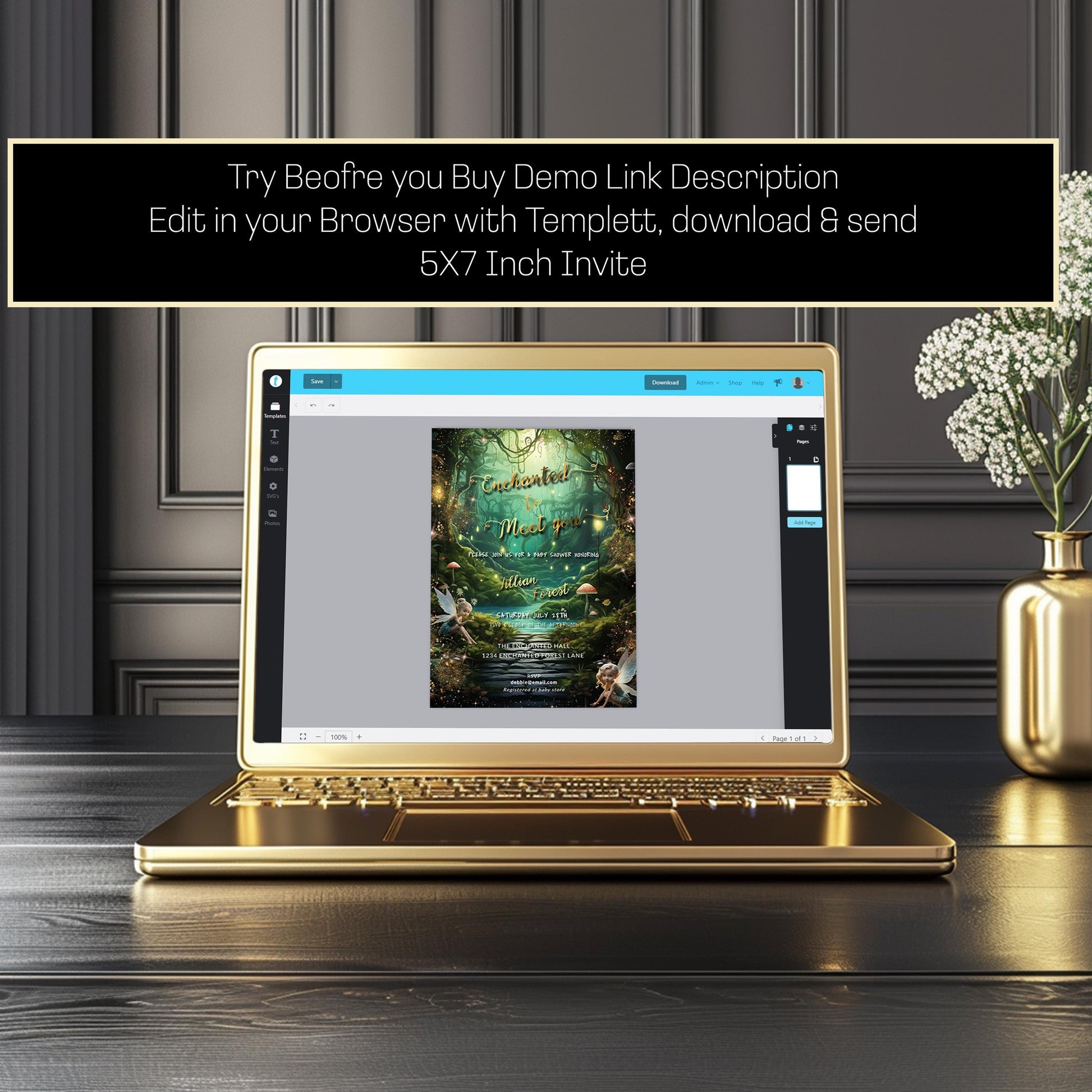 Enchanted Forest Baby Shower Bundle | Fairy Invitation & Woodland Party Templates