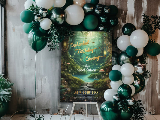Enchanted Forest Sweet 16 Welcome Sign – Editable Party Template