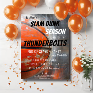 Basketball End of Season Party Invitation: Editable 5x7 Printable