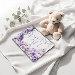 Lavender Floral Baby Shower Invitation – Editable Watercolor Template