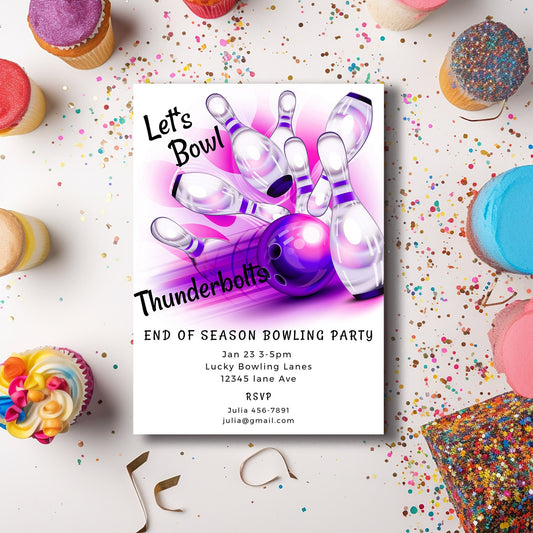 Bowling Invitation Editable Template
