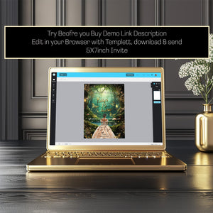 Enchanted Forest Quinceañera Invitation | Magical Butterfly Theme | Editable 5x7 Template | Digital Download