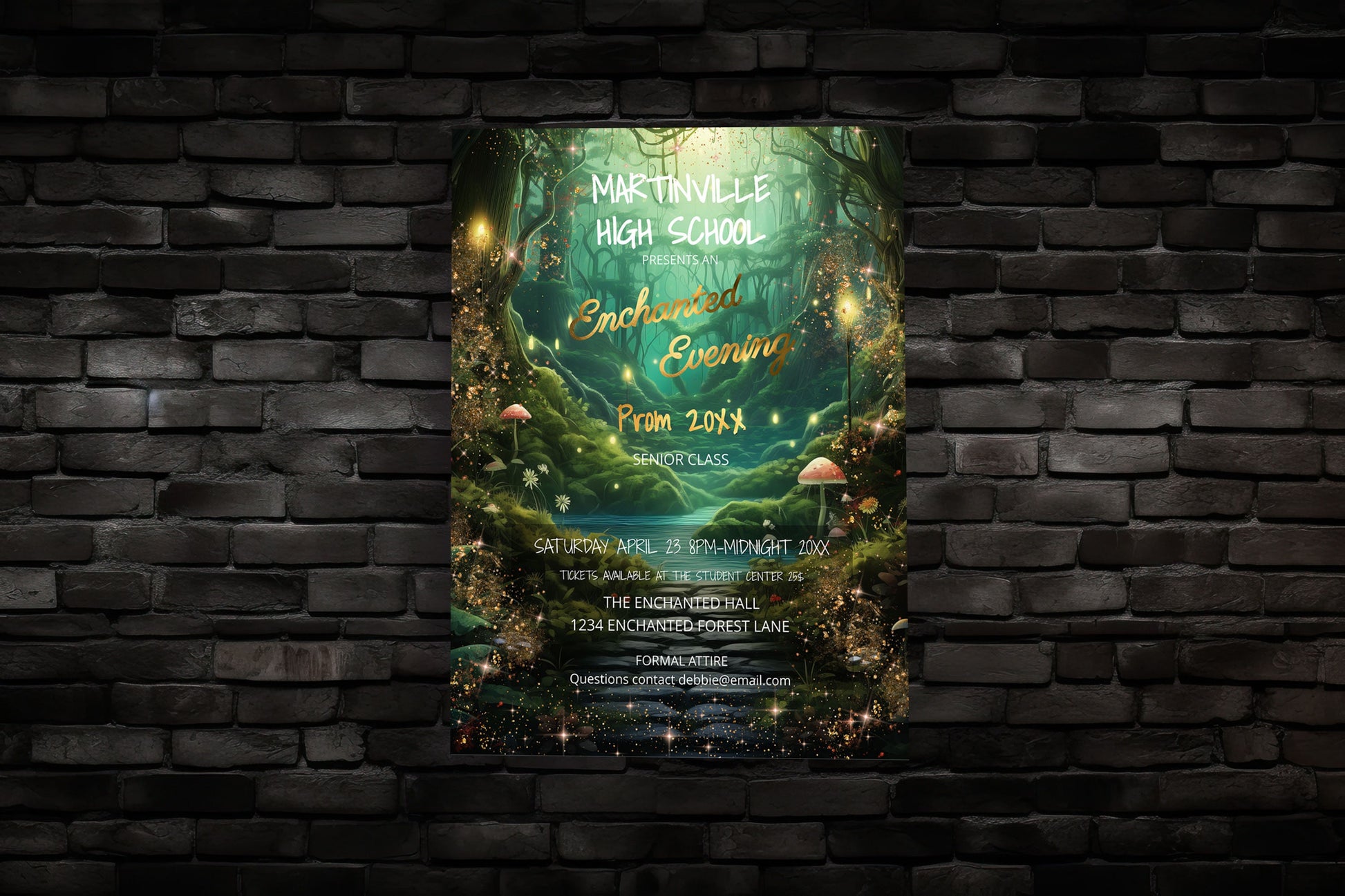 Enchanted Forest Prom Bundle – Editable Invitation, Flyer & Digital Ticket Kit