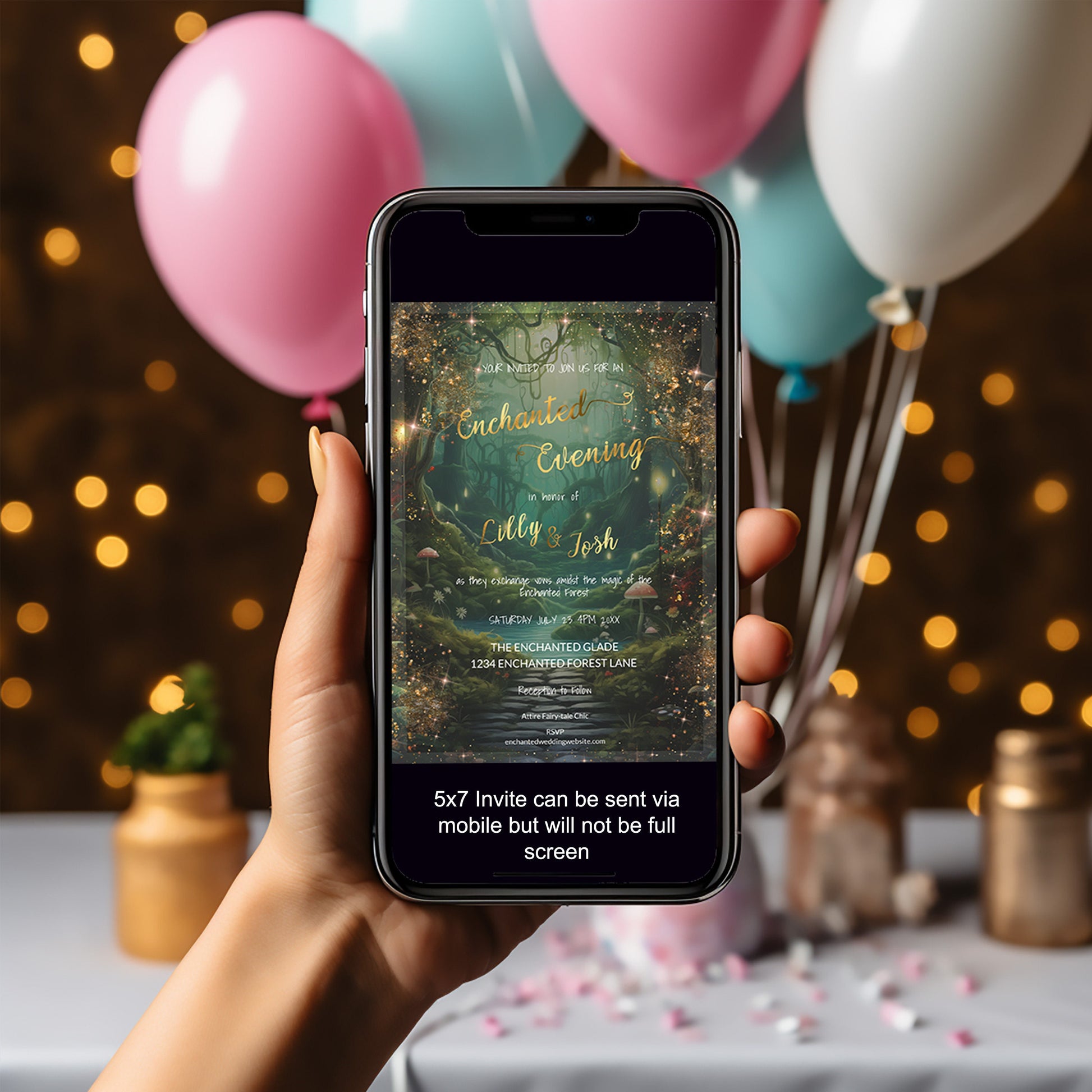 Enchanted Forest Wedding Invitation – Editable Rustic Fairytale Garden Invite Template