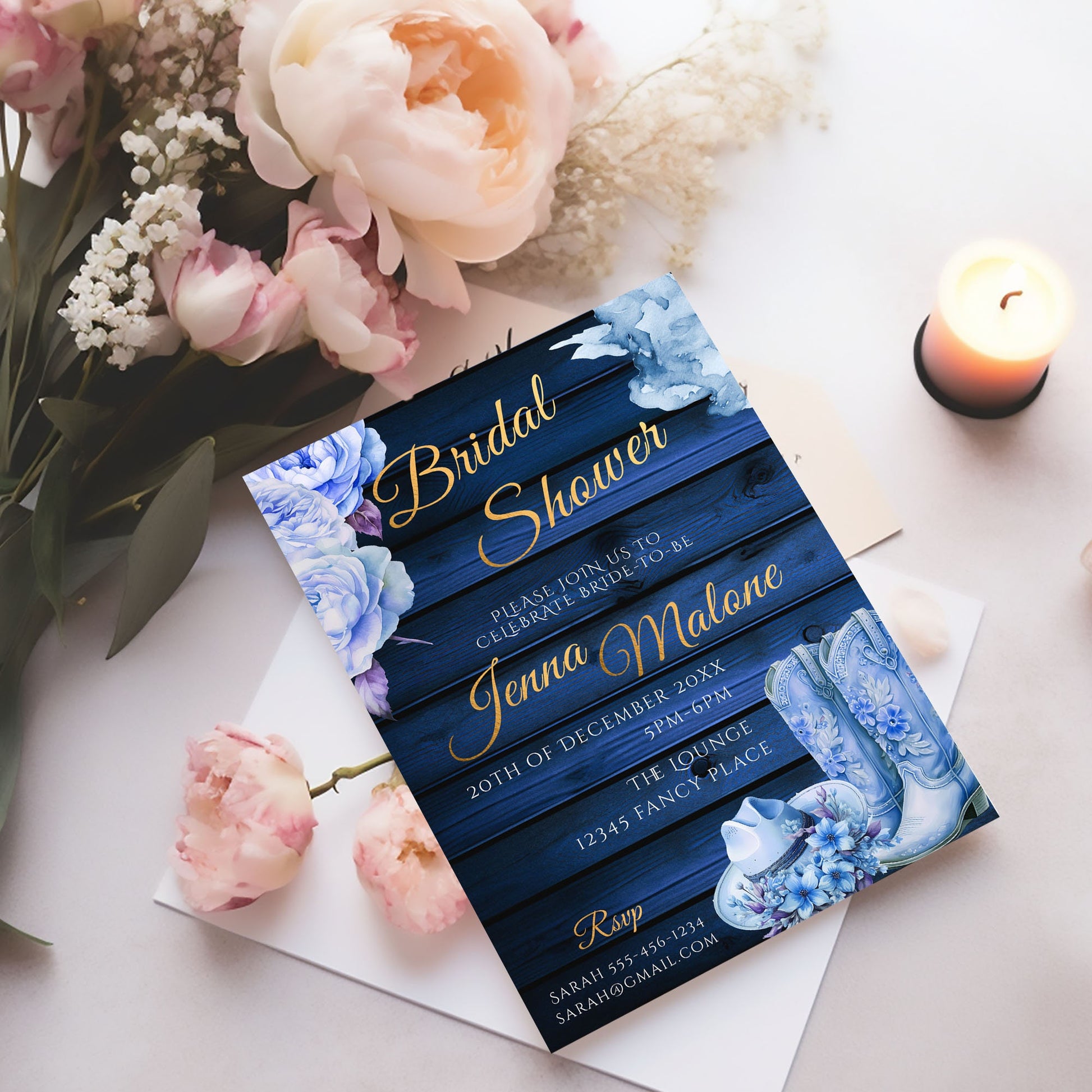 Coastal Cowgirl Bridal Shower Invitation Template