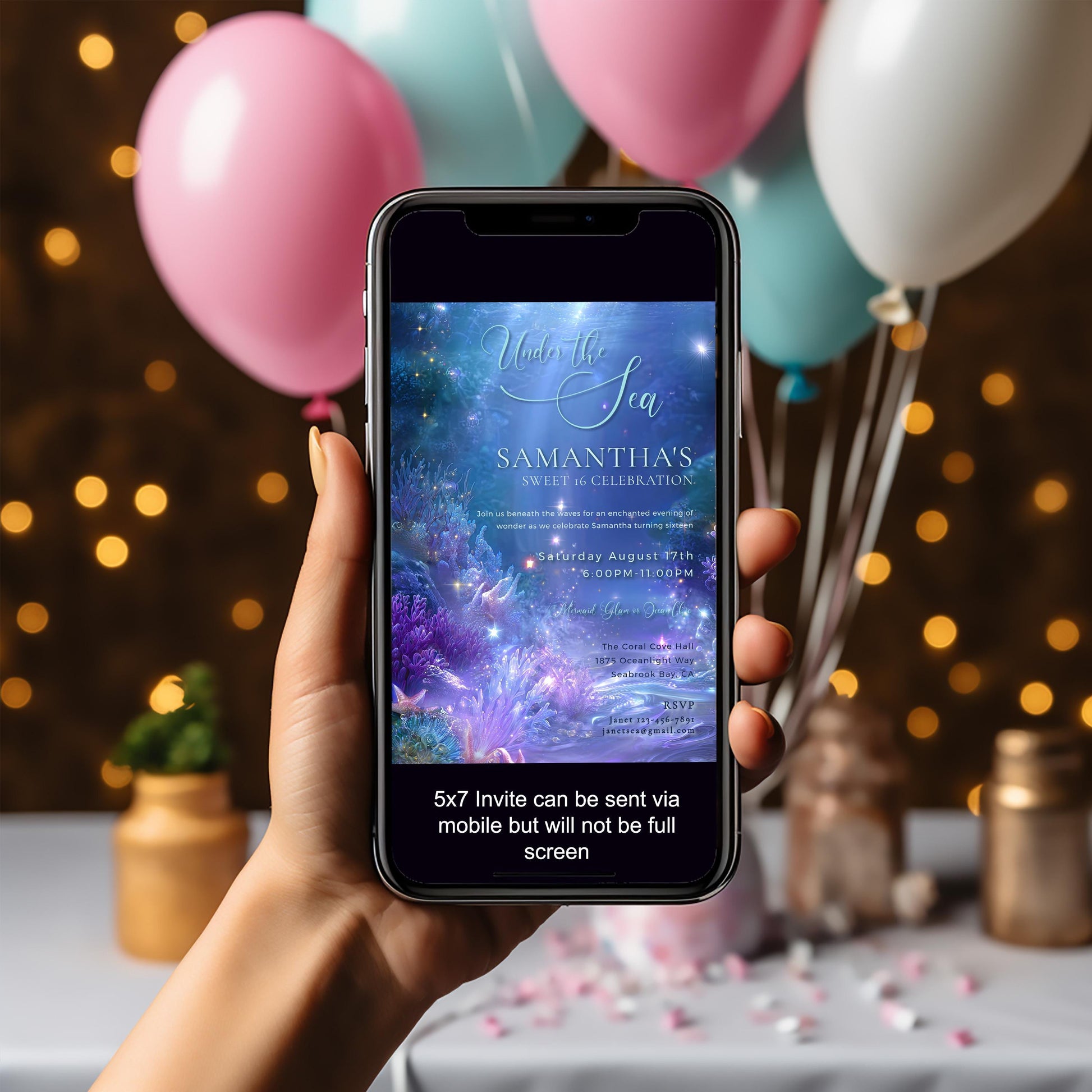 Under the Sea Sweet 16 Invitation – Editable Mermaid Birthday Template