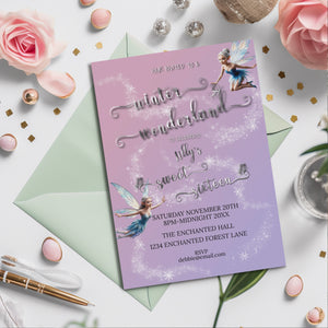 Winter Fairy Sweet 16 Invitation – Winter Wonderland Editable Template