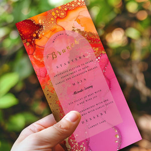 Hot Pink & Orange Brunch Menu Template – Editable Party Design | Fiesta Theme