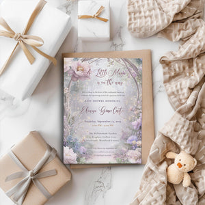 Baby Shower Invitation – Editable Garden Template With Magical Fairy Lights