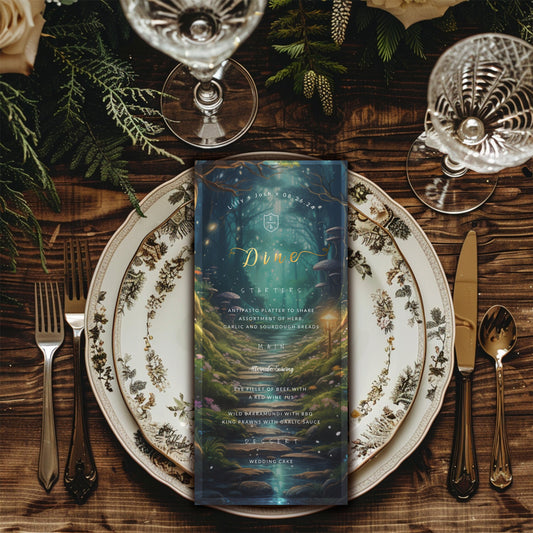 Enchanted Forest Wedding Menu – Editable 4x9 Customizable Template