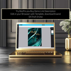 Teal & Gold Wedding Invitation | Elegant Enchanted Evening Template | Editable 5x7 Digital Download