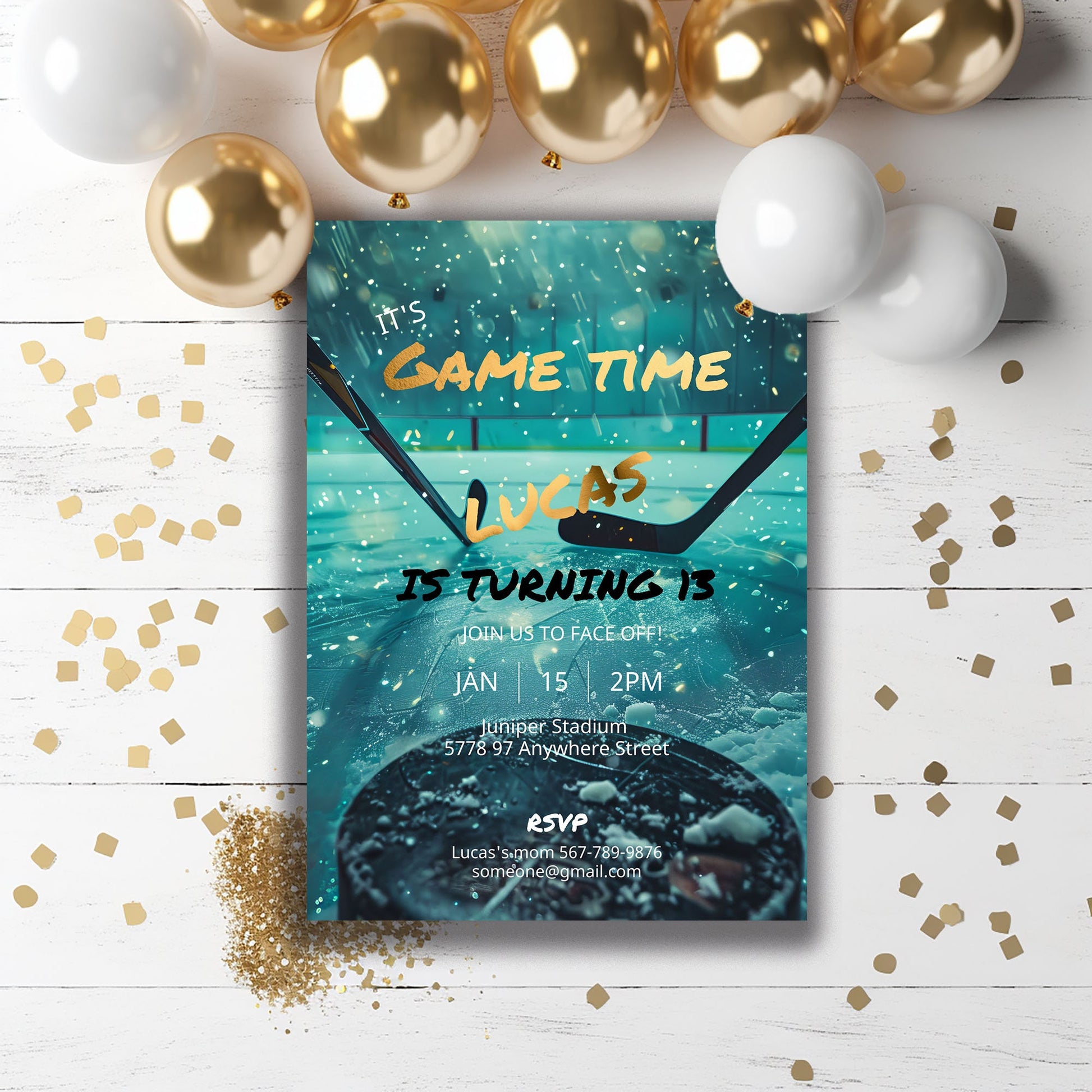 Hockey Birthday Invitation | Editable 5x7 Sports Party Template | Digital Download