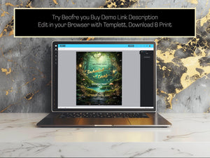 Enchanted Forest Welcome Sign Bundle Template | Editable Digital Party Decor & Poster Set | Fantasy Lux Instant Download