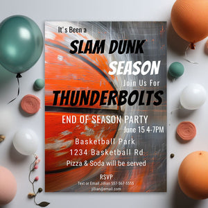 Basketball End of Season Party Invitation: Editable 5x7 Printable