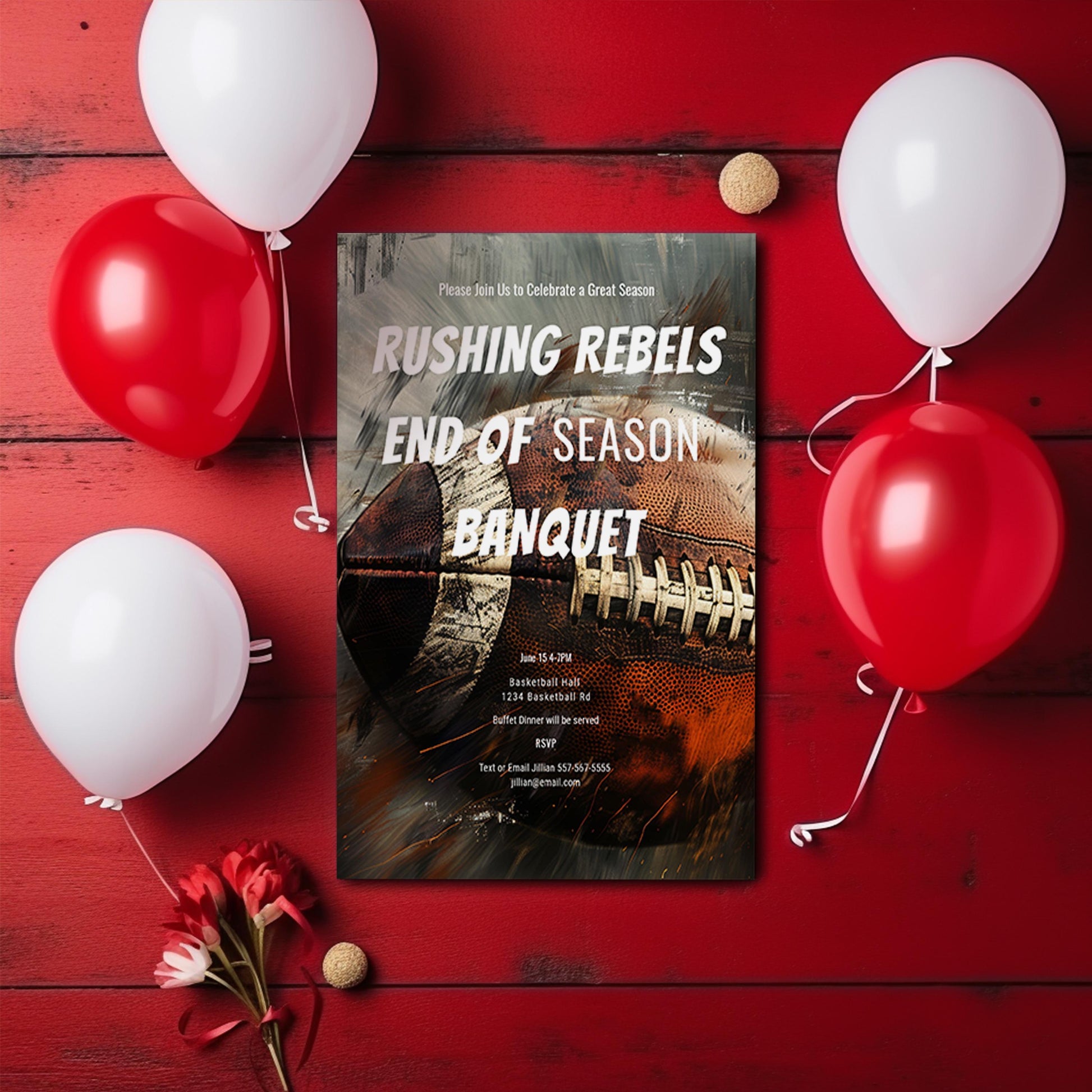 Football Banquet Invitation - Editable Party Invite for Sports Team Celebration