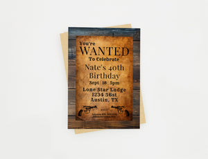 Western 40th Birthday Invitation Template Set | Editable Wanted Poster & Thank You Tag Bundle | Cowboy Party Digital Download
