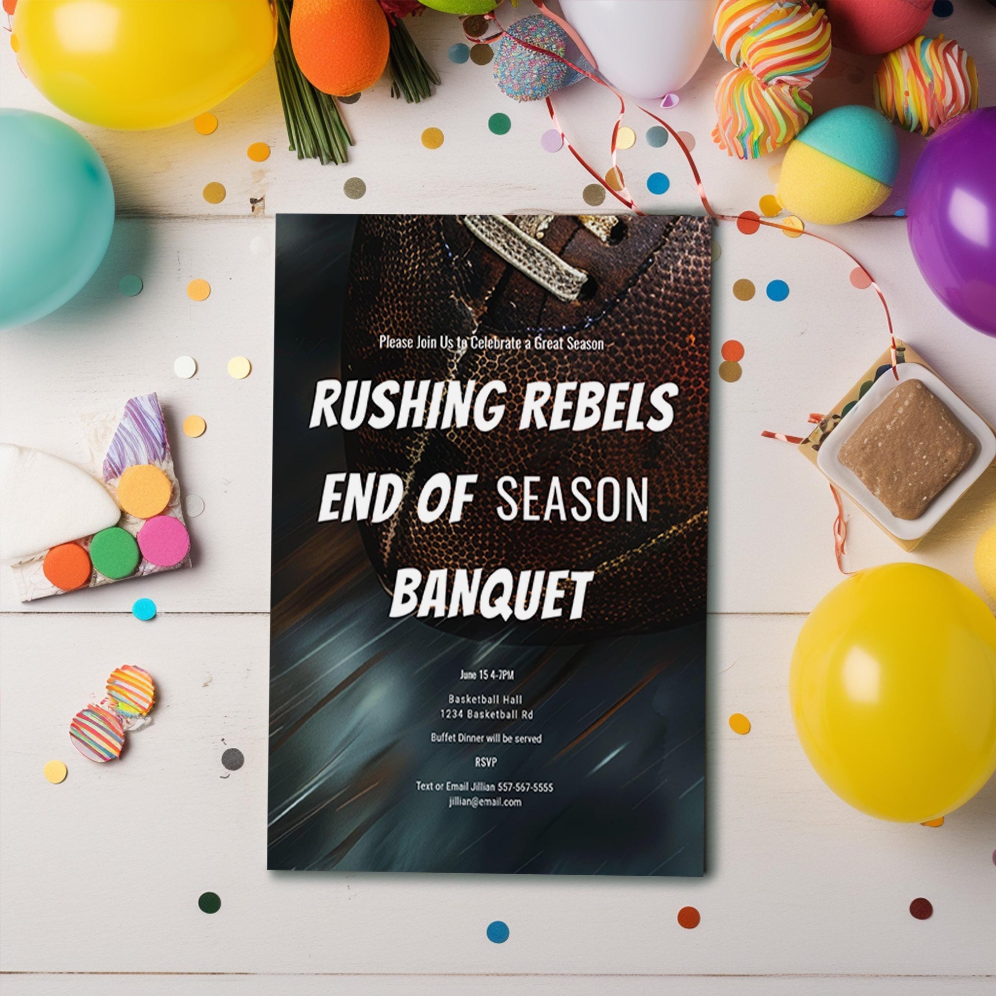 End of Season Sports Banquet Invitation – Editable Football Team Party Template