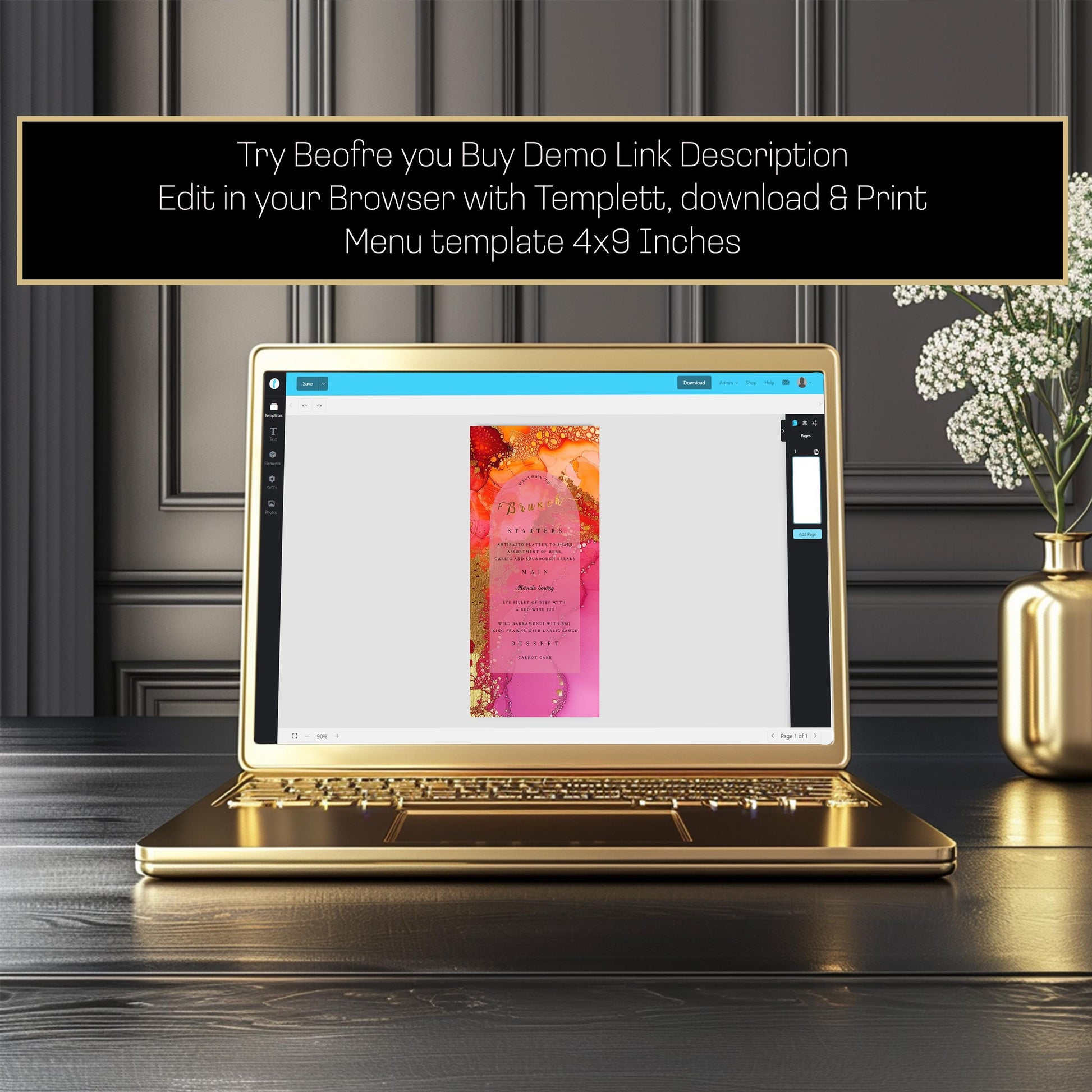 Hot Pink & Orange Brunch Menu Template – Editable Party Design | Fiesta Theme