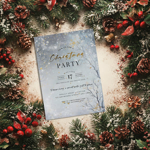 Winter Wonderland Christmas Party Invitation: Enchanted Forest Editable Template