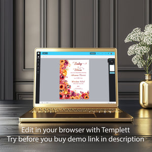 Hot Pink & Orange Baby Shower Bundle | Floral Editable Templates