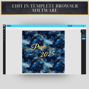 Starry Night Prom Backdrop - Editable Prom Invitation Template | Gold Foil Lettering