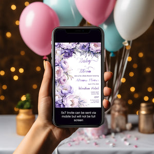 Lavender Floral Baby Shower Invitation – Editable Watercolor Template