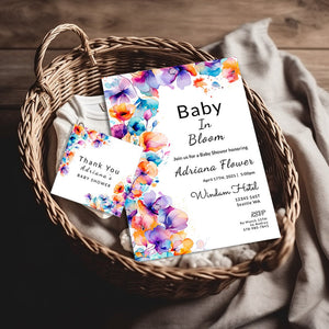 Baby Shower Invitation | Boho Baby Shower Invite With Editable Template & Matching Cards Bundle