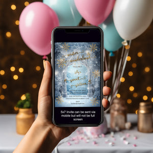 Winter Wonderland Invitation – Sweet 16 Editable Template With Gold Foil Design