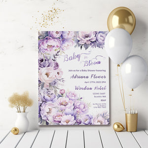 Lavender Floral Baby Shower Invitation: Editable Template (Digital Download)
