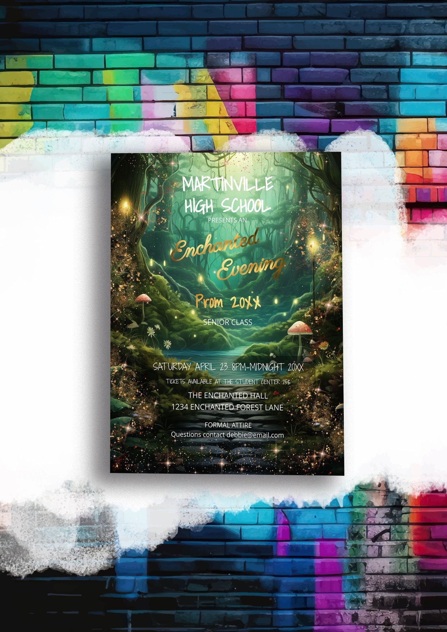 Enchanted Forest Prom Flyer – Editable High School Dance Poster Template