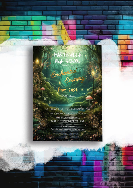 Enchanted Forest Prom Flyer – Editable High School Dance Poster Template
