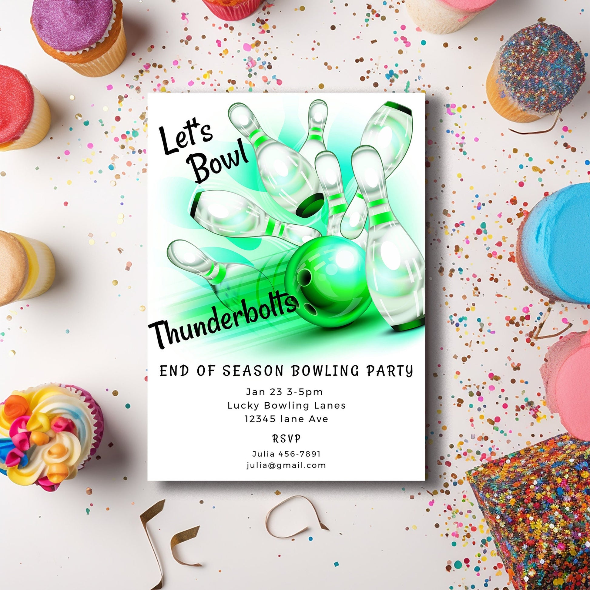 Bowling Party Invitation | Editable 5x7 Template | Printable Birthday & Event Invite