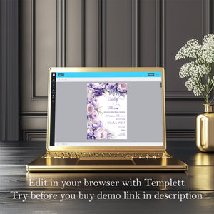 Lavender Floral Baby Shower Invitation – Editable Watercolor Template