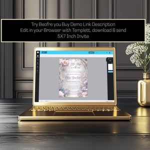 Baby Shower Invitation – Editable Garden Template With Magical Fairy Lights