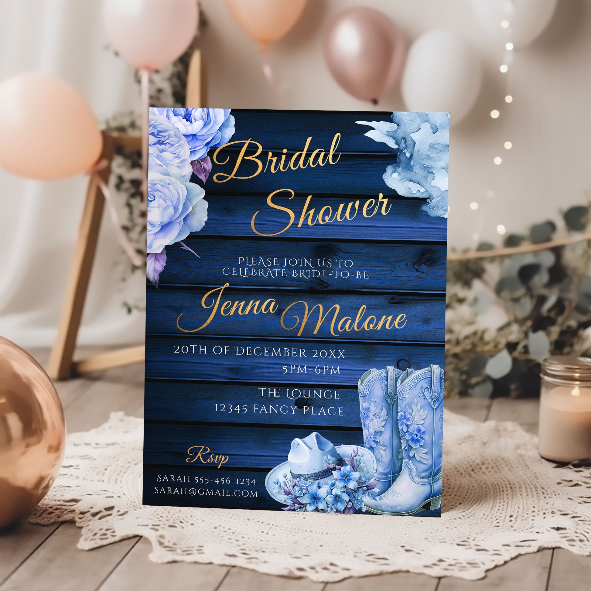 Coastal Cowgirl Bridal Shower Invitation Template