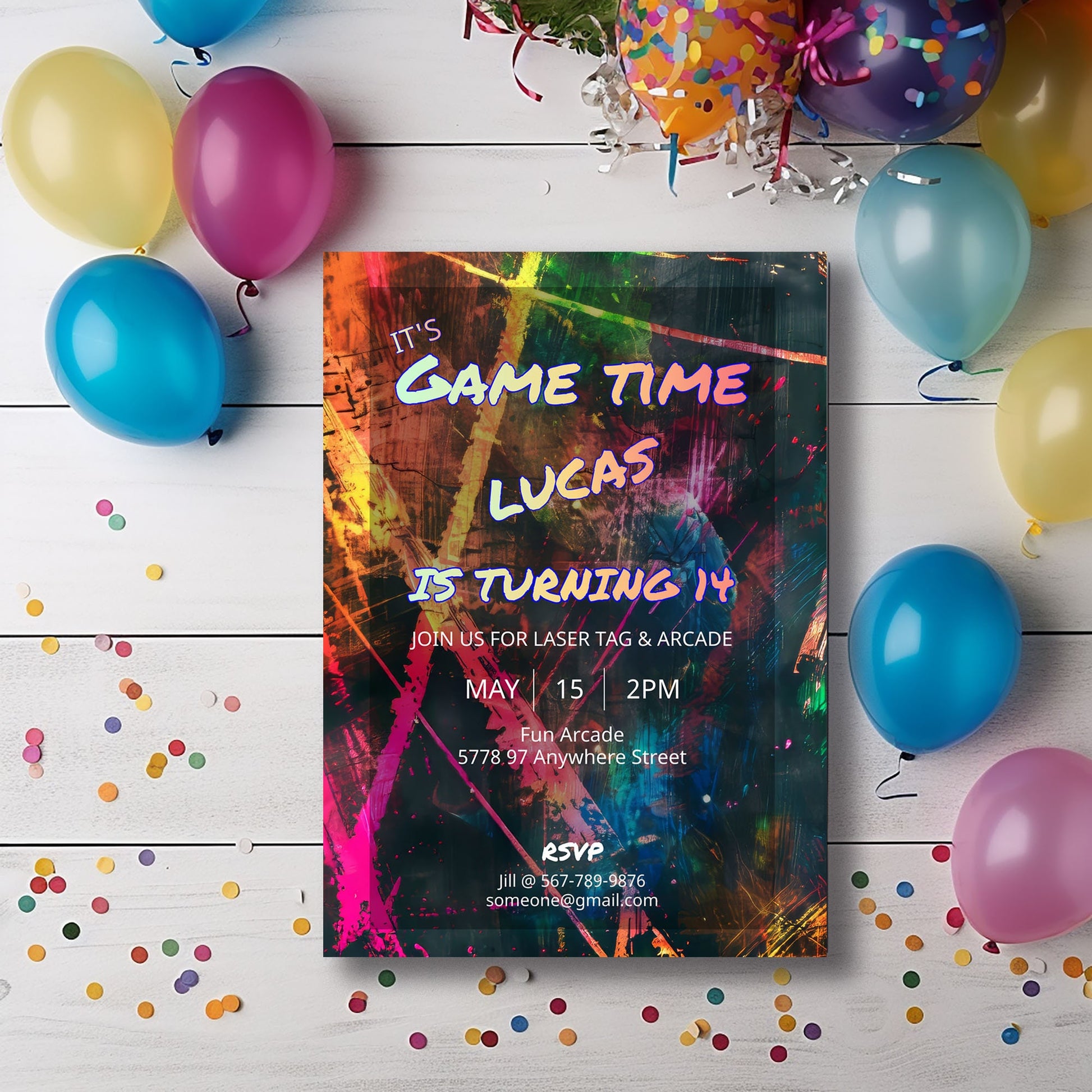 Arcade and Laser Tag party Invitation-Editable Template-Evite-Printable - Kids party-Teenage Party-Neon Party-Glow Arcade