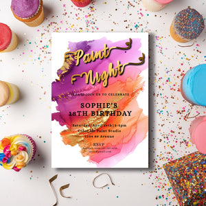 Paint Night Birthday Invitation | Editable 5x7 Template | Colorful Art Party Printable