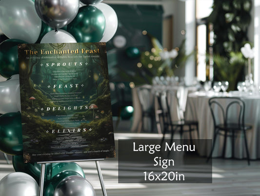 Enchanted Forest Party Menu Sign – Whimsical Woodland Editable Template