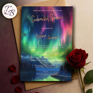 Aurora Borealis Invitation - Editable 5x7 Bridal Shower Template | Northern Lights Invite