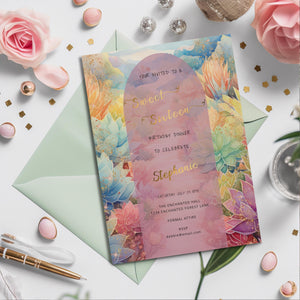 Succulent Garden Sweet 16 Invitation | Editable Watercolor Template | Elegant 5x7 Digital Download