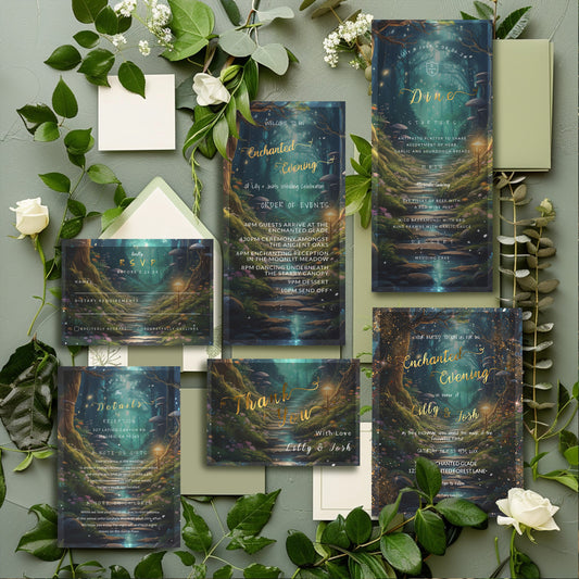Enchanted Forest Wedding Invitation Suite | Fairytale Editable Template Bundle