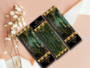 Enchanted Forest Prom Ticket – Editable Gold Foil Template | Custom Design