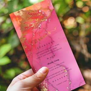 Editable Brunch Menu - Printable 4x9 Inch Template | Gold Foil Lettering Invite