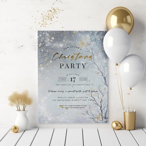 Winter Wonderland Christmas Party Invitation: Enchanted Forest Editable Template
