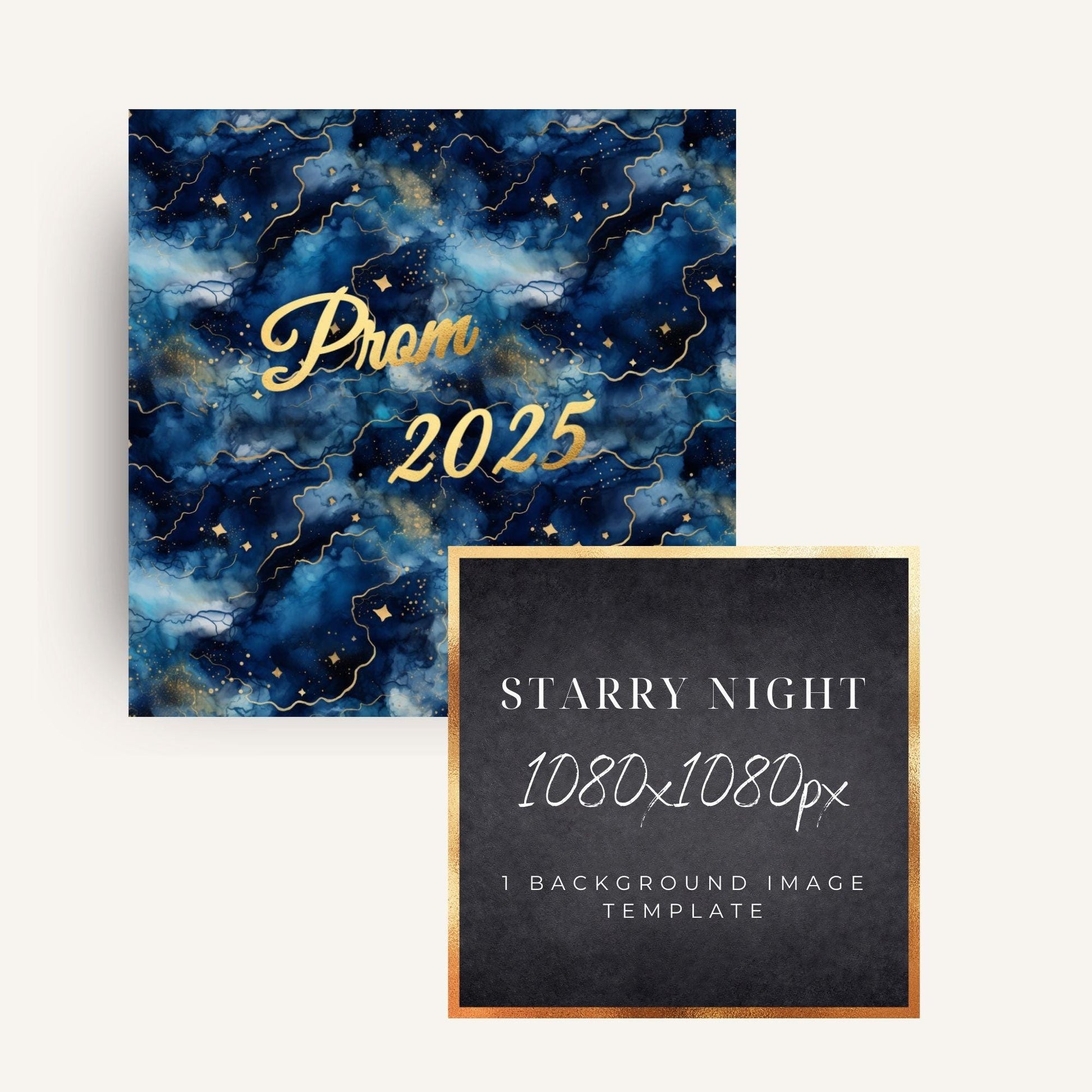 Starry Night Prom Backdrop - Editable Prom Invitation Template | Gold Foil Lettering