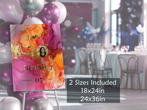 Event Welcome Sign - Editable Photo Template | Instant Download Pink Orange Decor 18x24 & 24x36