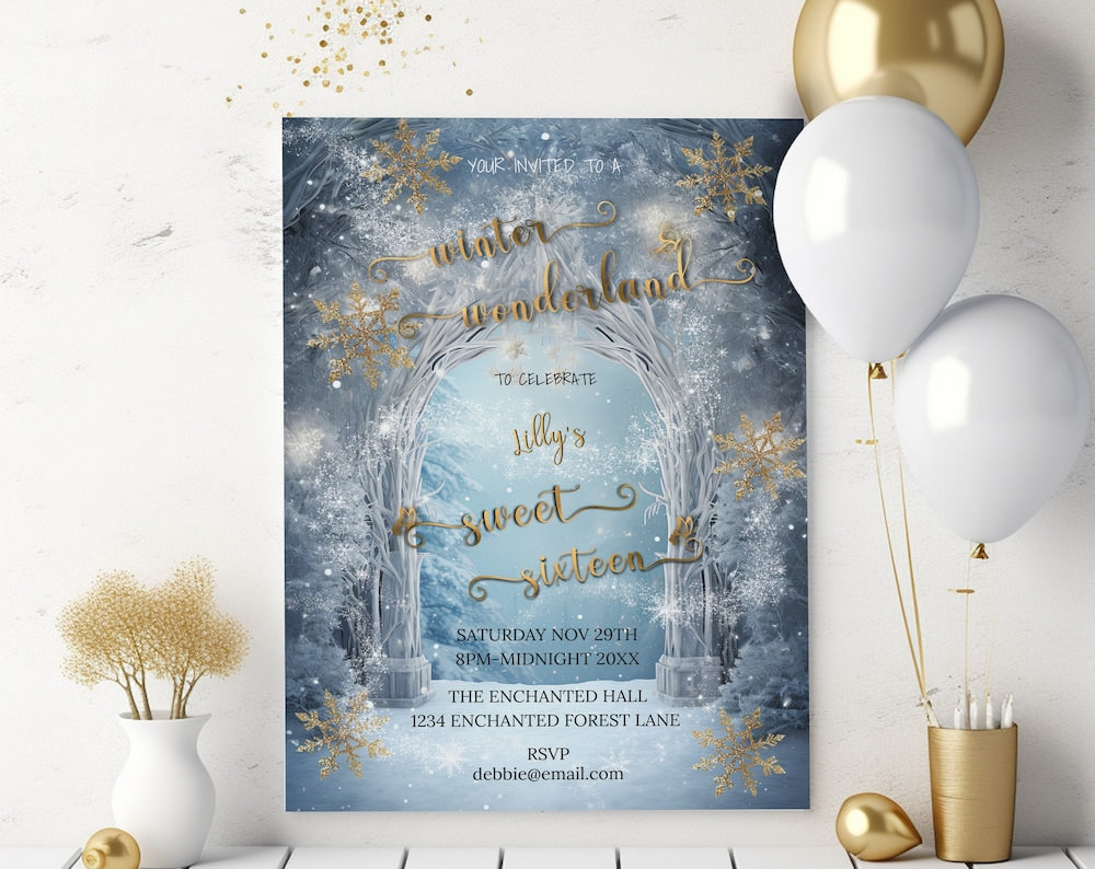 Winter Wonderland Sweet 16 Invitation