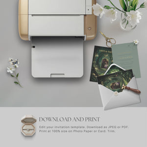 Enchanted Forest Wedding Invitation – Luxury Editable Template Bundle | Digital Suite